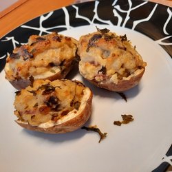 Patate ripiene di porcini panna e speck